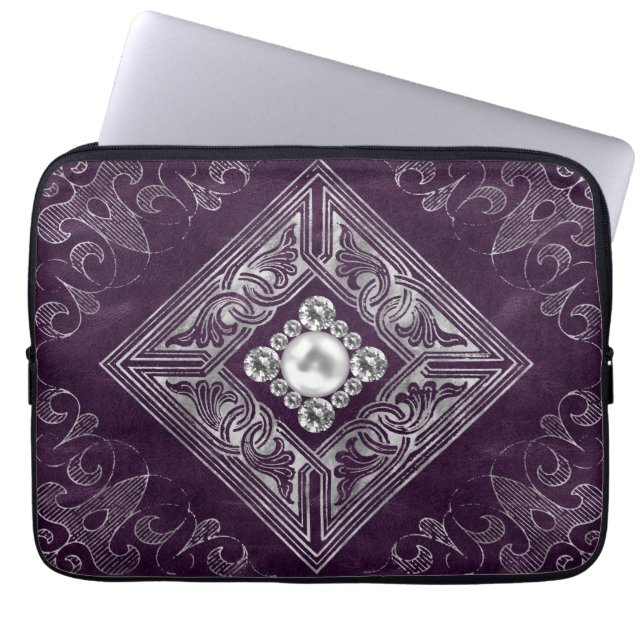 Ornate opulence | Lila och Silver judisk romer Laptop Fodral (Framsidan)