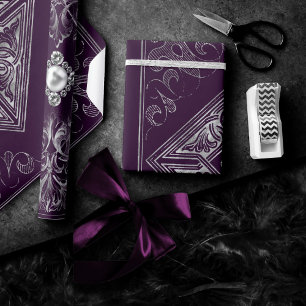 Ornate opulence Lila och Silver judisk romer Presentpapper