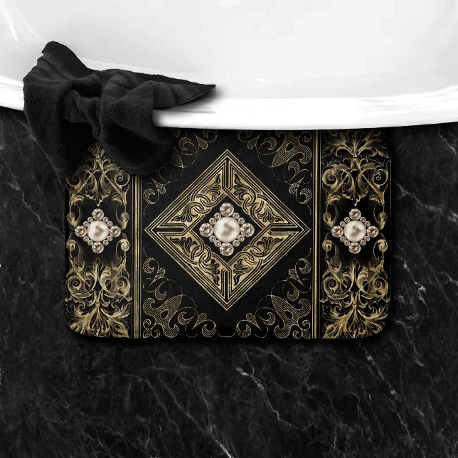 Ornate opulence | Svart och Guld judisk Badrumsmatta (Skapare uppladdad)