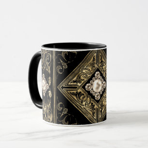 Ornate opulence Svart och Guld judisk Mugg