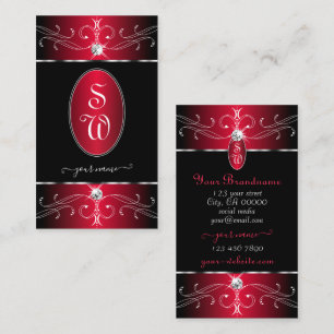 Ornate Ornaments Black Crimson Red Jewels Initiale Visitkort
