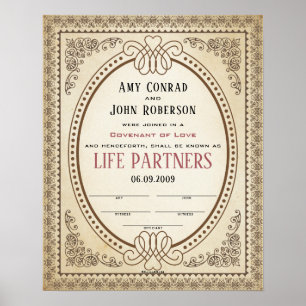 Ornate Oval Gräns Ram Bröllop Poster