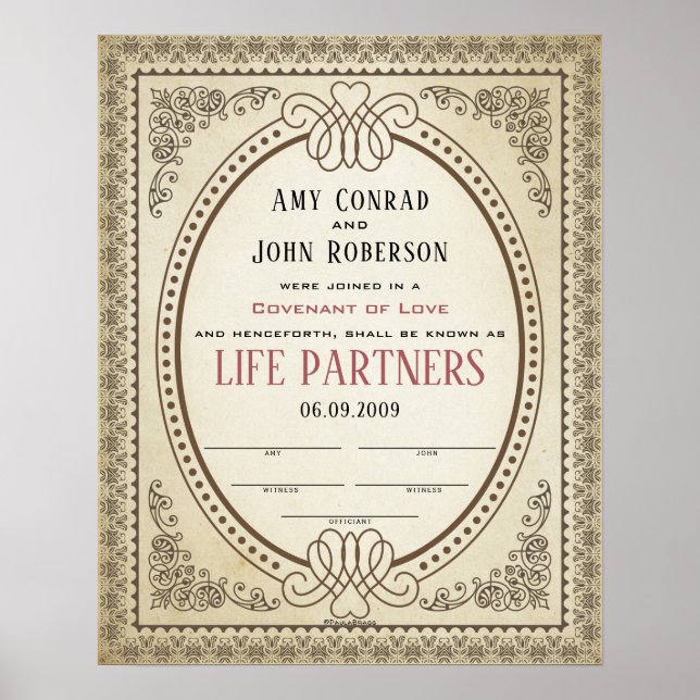 Ornate Oval Gräns Ram Bröllop Poster (Framsidan)