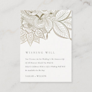 Ornate Paisley Ivory Guld Bröllop Wishing Wishing Tilläggskort