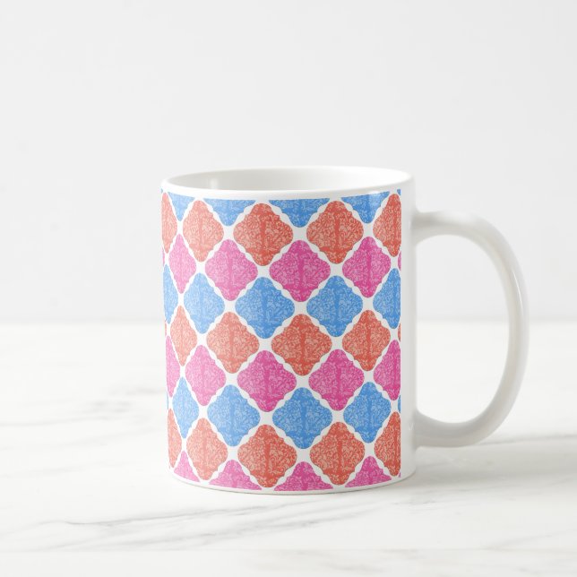 Ornate Patchwork Diamonds Mönster Kaffemugg (Höger)