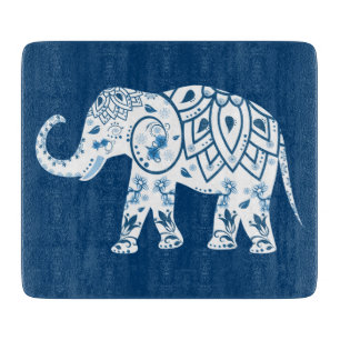 Ornate Patterned Blue Elephant