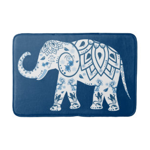Ornate Patterned Blue Elephant Badrumsmatta