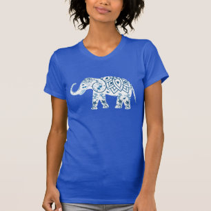 Ornate Patterned Blue Elephant Tee