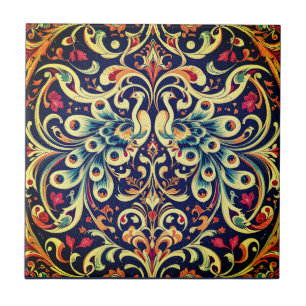 Ornate Peacock Ceramic Tile Kakelplatta
