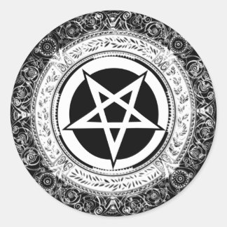 Ornate Pentagram Runt Klistermärke