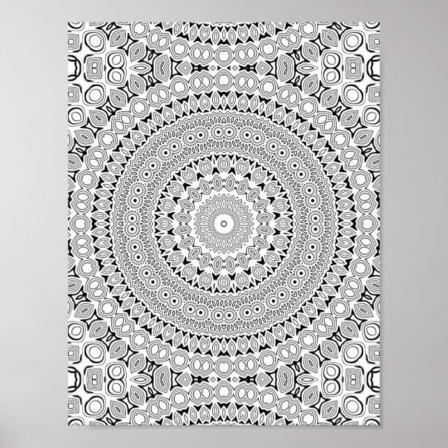 Ornate Petal Rings Coloring Page Pattern Design Poster (Framsidan)