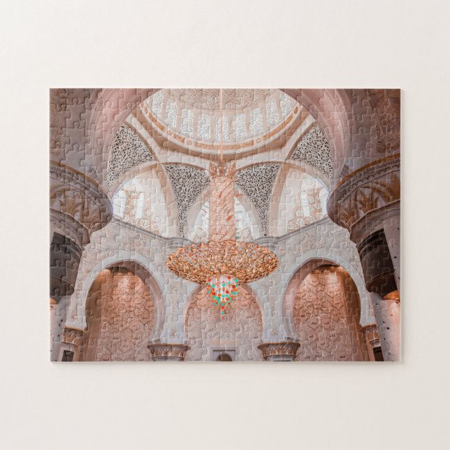 Ornate Pink Mosque Interior Jigsaw Puzzle Pussel (Horisontell)