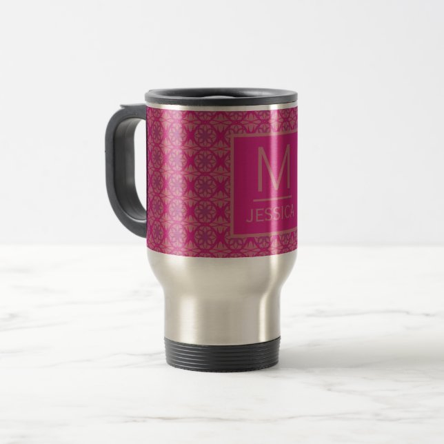 Ornate Pink Purple Geometric Pattern Personalised Resemugg (Framsida vänster)