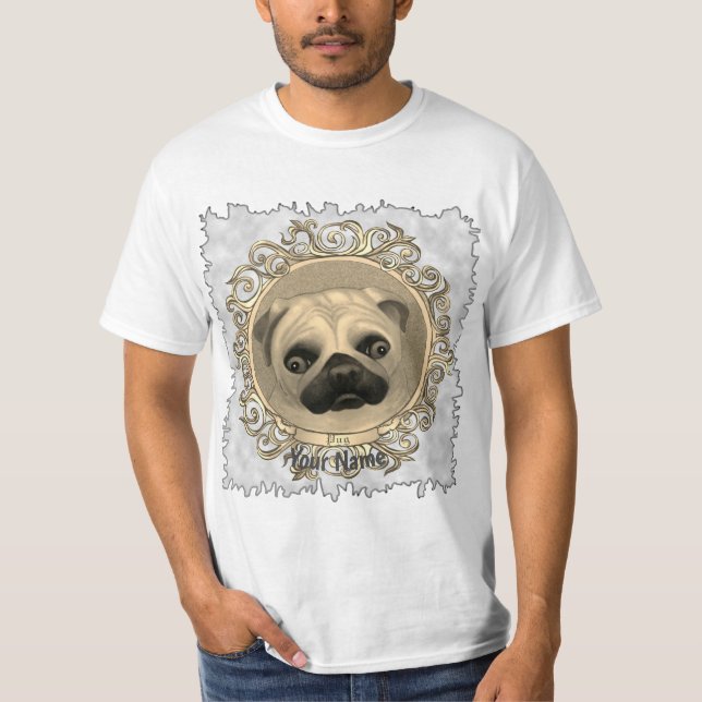 Ornate Pug T Shirt (Framsida)