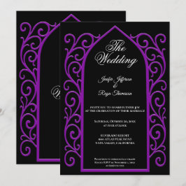 Ornate purple border Gothic wedding Invitation Inbjudningar