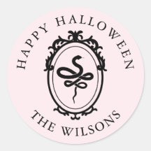 Ornate Ram Snake Halloween Round Stickers