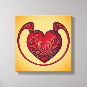 Ornate Red Heart Abstrakt Canvastryck