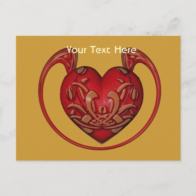 Ornate Red Heart Anpassade vycard Vykort (Framsida)