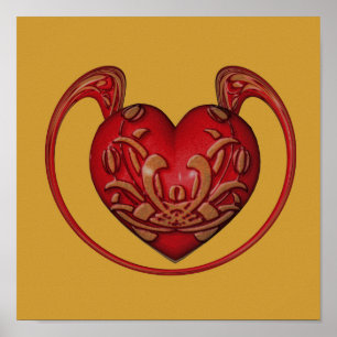 Ornate Red Heart-utskrift Poster