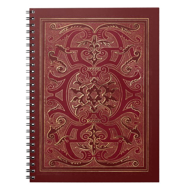 Ornate Red och Guld Ram Notebook Anteckningsbok (Framsidan)