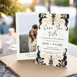 Ornate Retro Arabiska exotiska feta dammobbröllop Spara Datumet