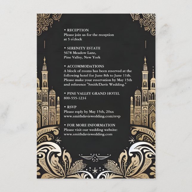 Ornate Retro Arabiska exotiska feta dammobbröllop Tilläggskort (Framsida)