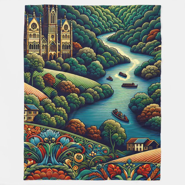 "Ornate River Ligcape" Fleecefilt (Framsidan)