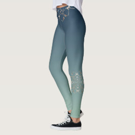 Ornate Ro Hearts on Blue Gradient Leggings
