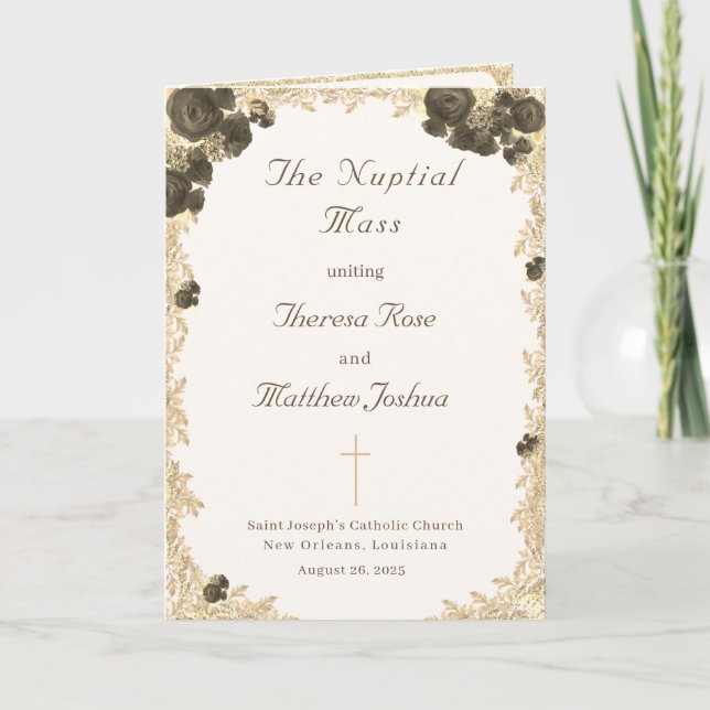 Ornate Ro katolskt Bröllopsprogram Program (Framsida)