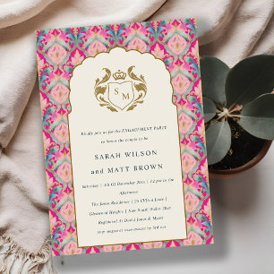 Ornate Rosa Guld Classy Blommigt Laurel Förlovning Inbjudningar