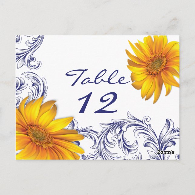 Ornate Royal Blue and Gult Sunwers Bord Card Vykort (Baksida)