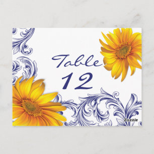 Ornate Royal Blue and Gult Sunwers Bord Card Vykort