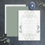 Ornate Sage Grönt Blommigt Line Art Monogram Bröll Inbjudningar<br><div class="desc">Vi introducerar vår vackra blommigt på portvandonymer till vår vackra ornate Sage grönt Line Art bröllopsinbjudan! Inbjudan är ett jättebra tecken på art nouveau, med sitt ornerade gräns och monogram initialer. Perfekten för att ange tonen för din stora dag är att inbjuda dina gäster. Din bröllopsdag är en av de...</div>