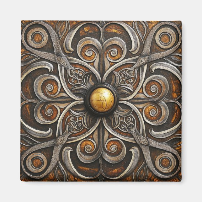 Ornate Scrollwork med Golden Center Magnet (Framsidan)