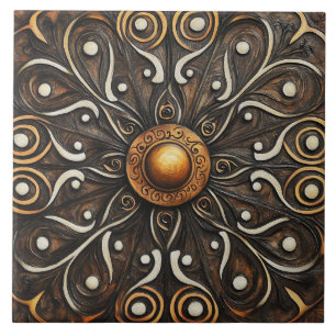 Ornate Scrollwork with Golden Center 4 Kakelplatta
