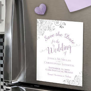 Ornate Silver & Lavender Spara datum magneter