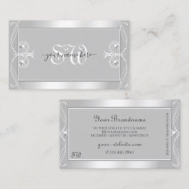 Ornate Silver Light Grått Gnistra judar Monogram Visitkort