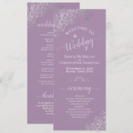 Ornate Silver på Lavender Simple Elegant bröllop Program