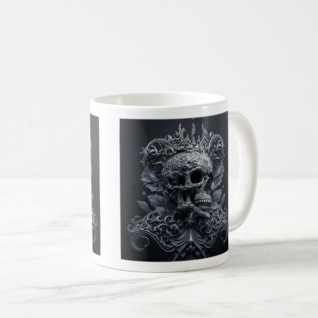 Ornate Skull Classic Mugg, 11 oz Kaffemugg (Framsida höger)
