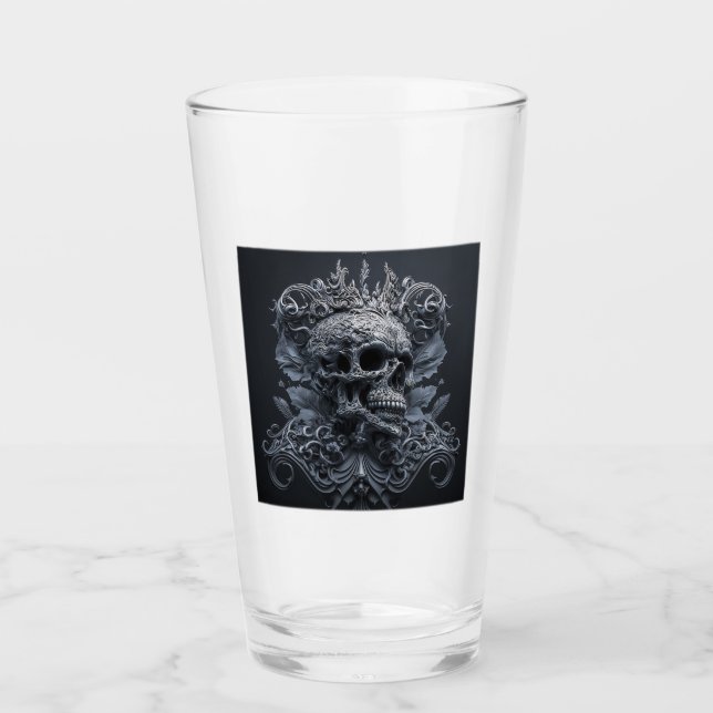 Ornate Skull Glass Tumbler Glaskopp (Framsida)