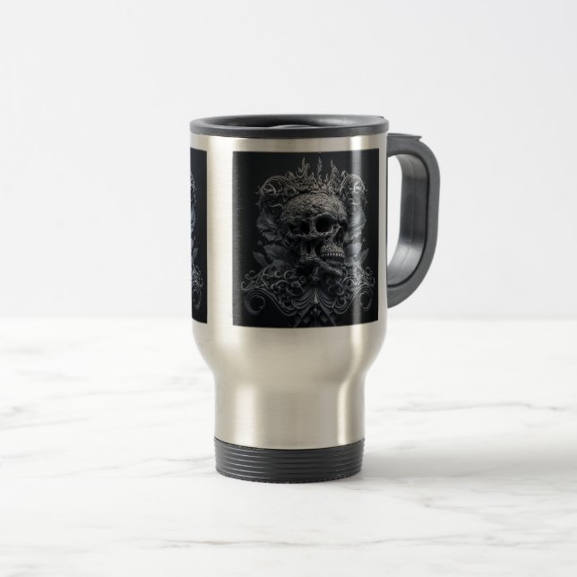 Ornate Skull Travel/Commuter Mugg, 15 oz Resemugg (Framsida höger)