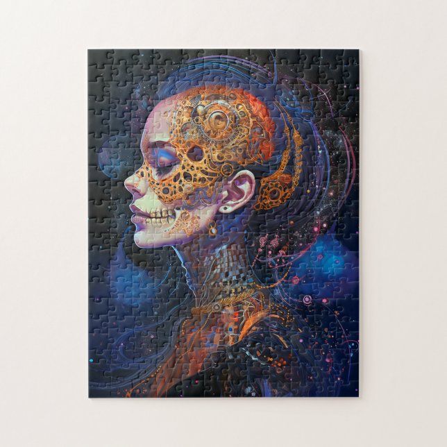 Ornate Skull Woman Surreal Art Pussel (Vertikal)