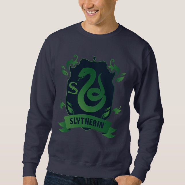 Ornate SLYTHERIN™ House-Vapensköld Lång Ärmad Tröja (Framsida)