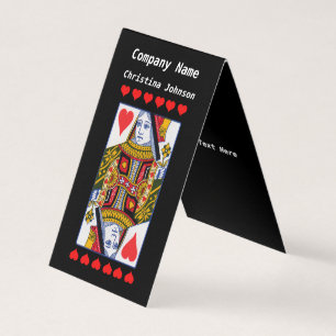 Ornate Spela Card Queen Red Hearts Black Visitkort