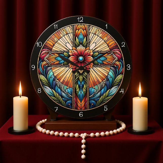 Ornate Stached Glass Kor Stor Klocka (Skapare uppladdad)