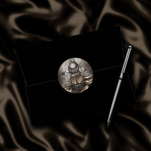 Ornate Steampunk Cauldron Spellböcker och klocko Runt Klistermärke
