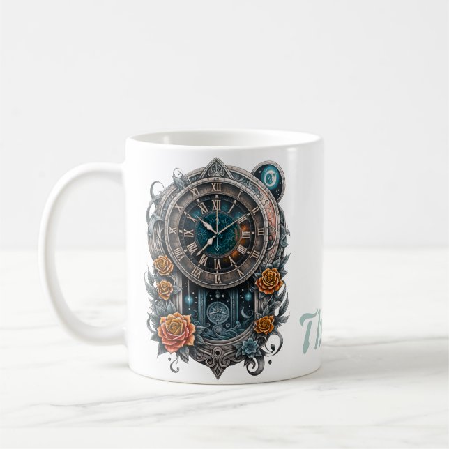 Ornate Steampunk Clock med Ro. Kaffemugg (Vänster)
