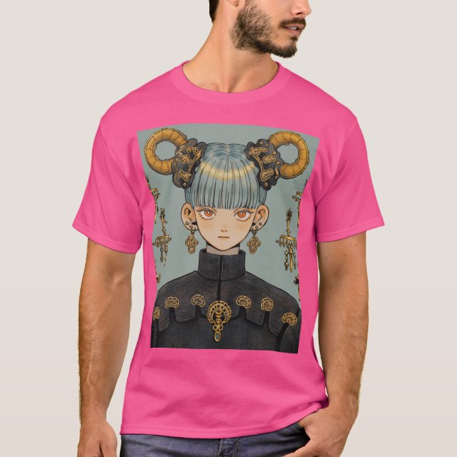 Ornate Steampunk Fantasy Anime Girl T Shirt (Framsida)