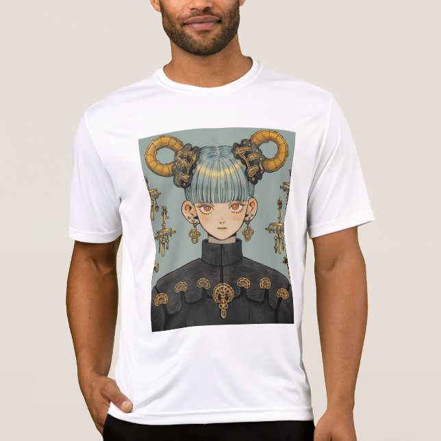 Ornate Steampunk Fantasy Anime Girl T Shirt (Framsida)