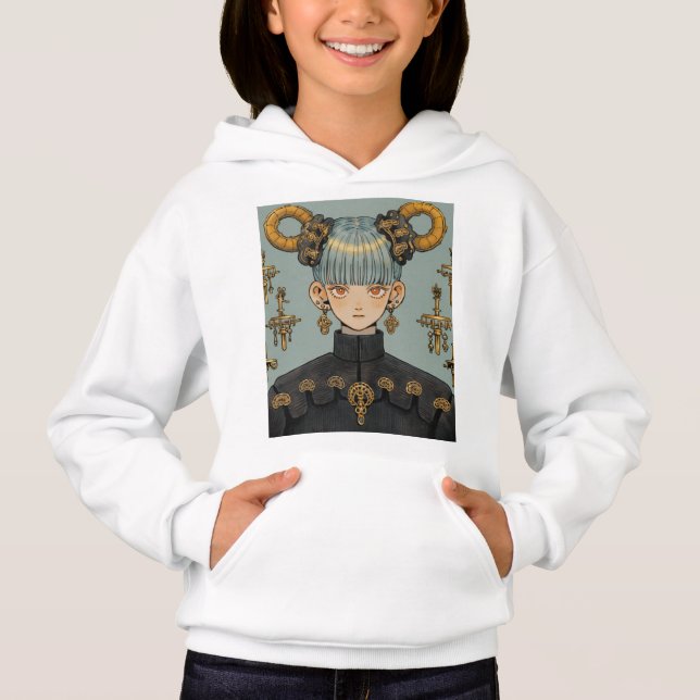 Ornate Steampunk Fantasy Anime Girl T Shirt (Framsida)